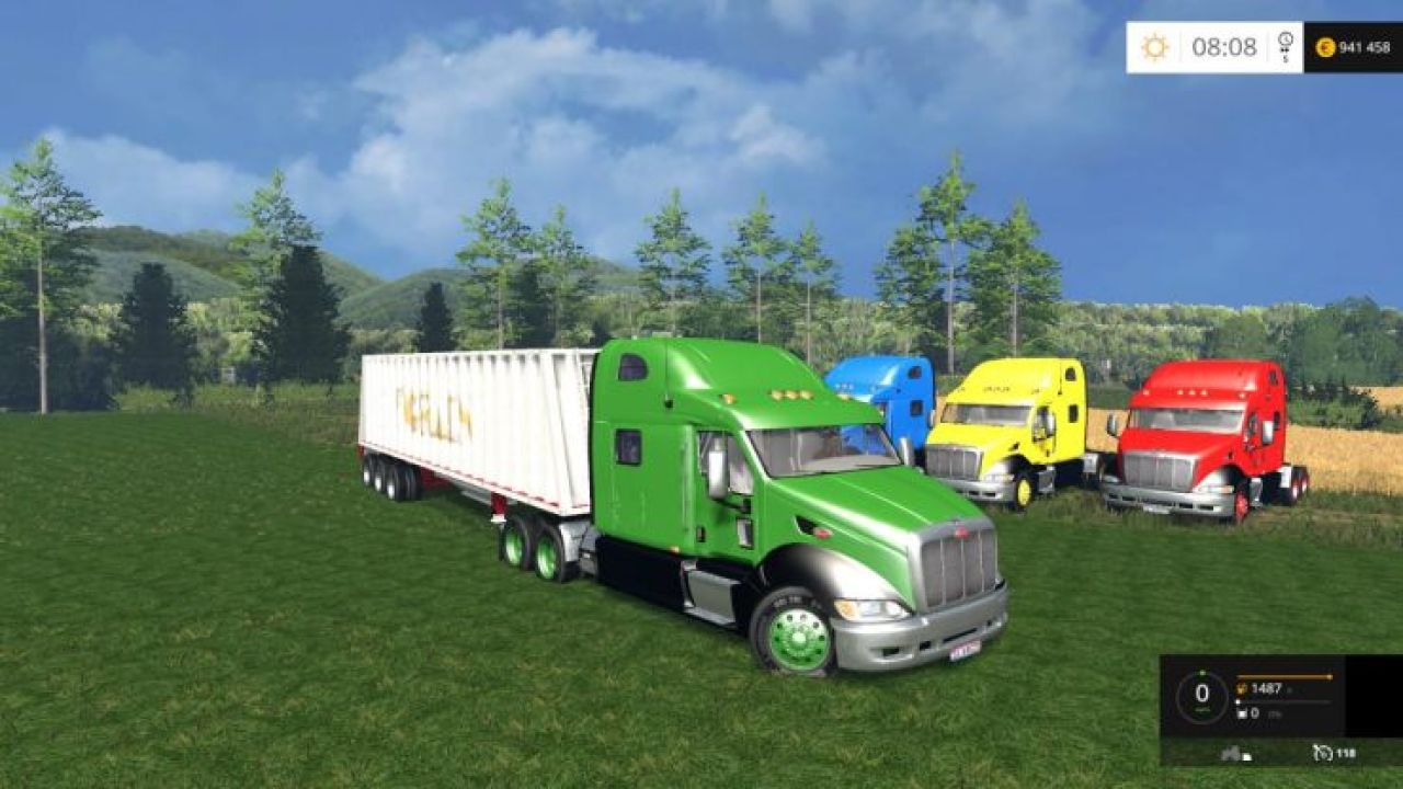 Peterbilt 387 Multicolor + Trailer Grain Hopper