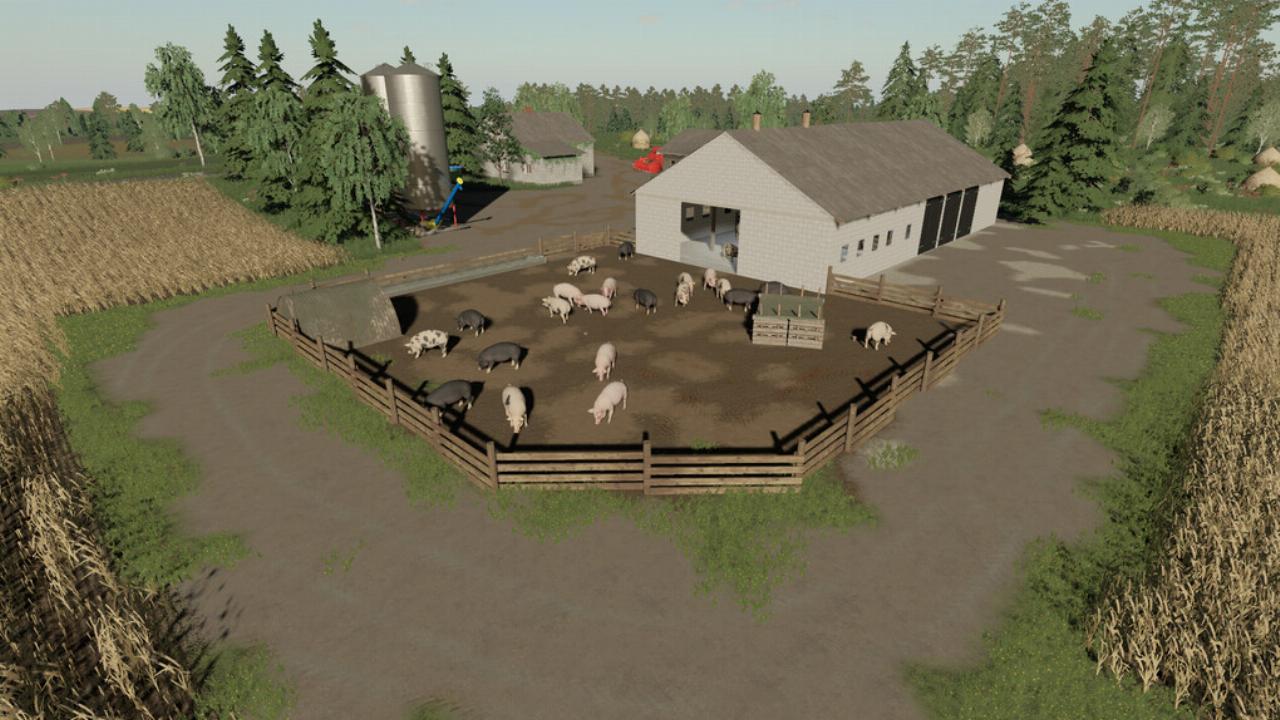 Une grange avec une porcherie