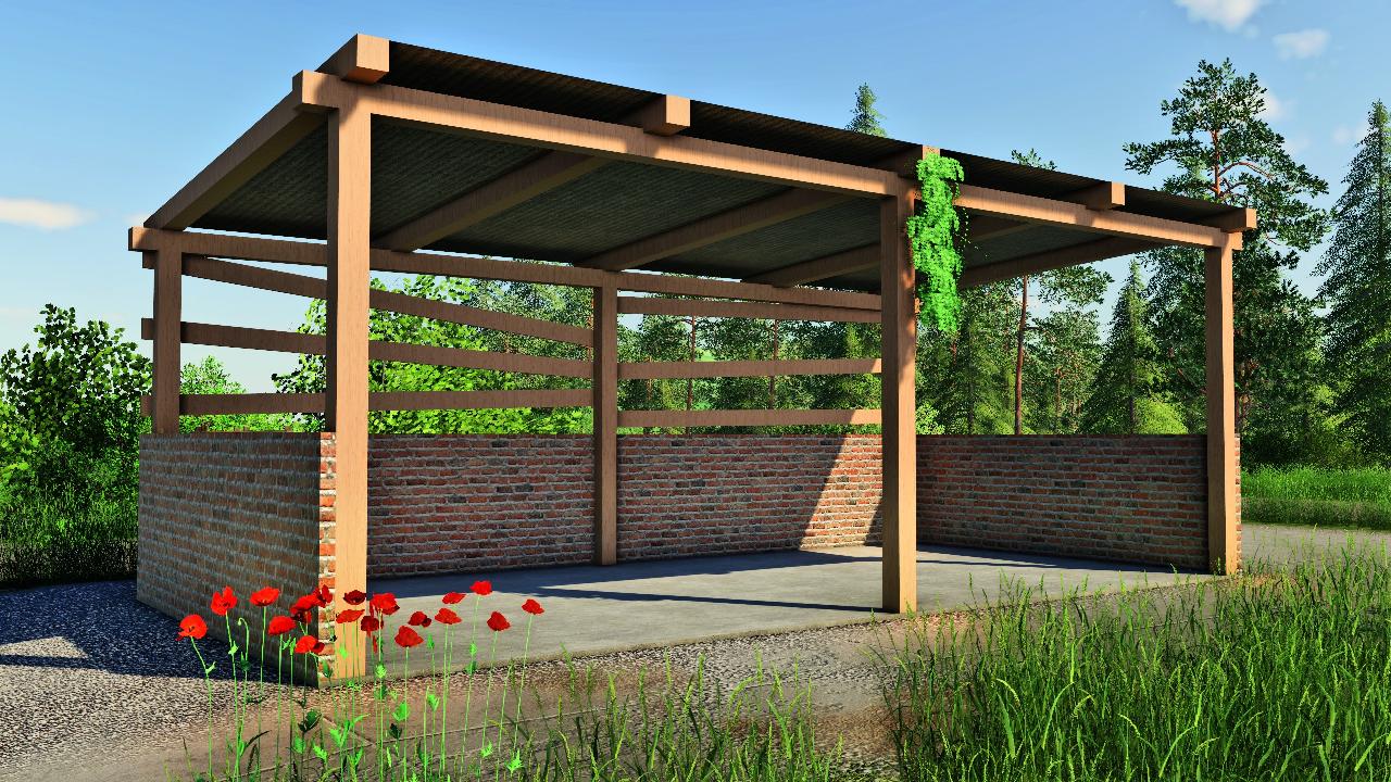 Brick and wood shelter