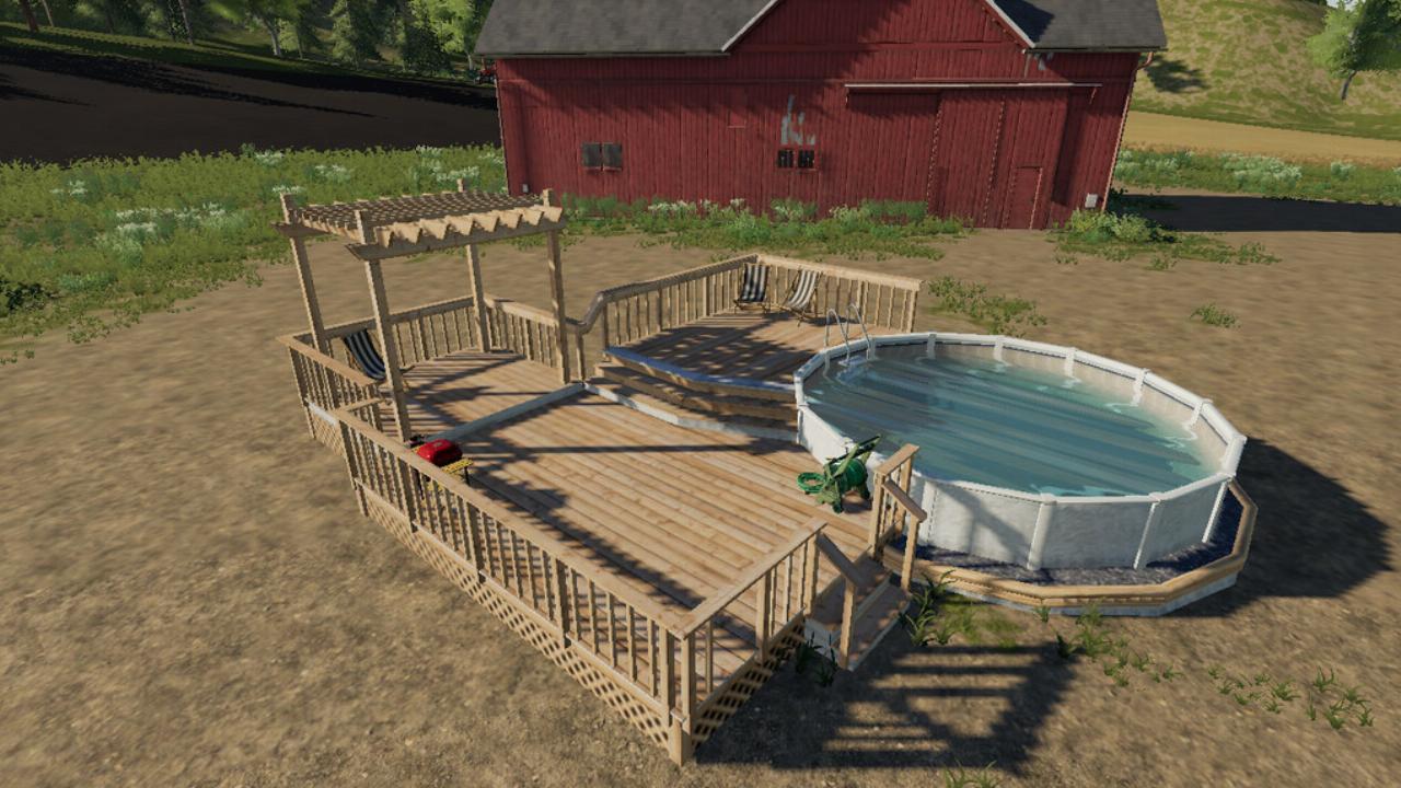 Terrasse de jardin et piscine