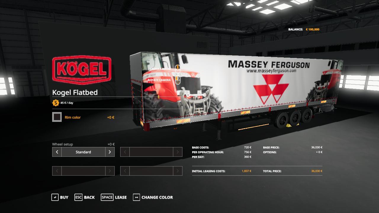 KOGEL MASSEY FERGUSON AUTOLOADER TRAILER