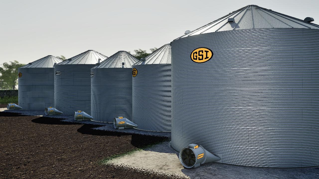 Placeable grain silos