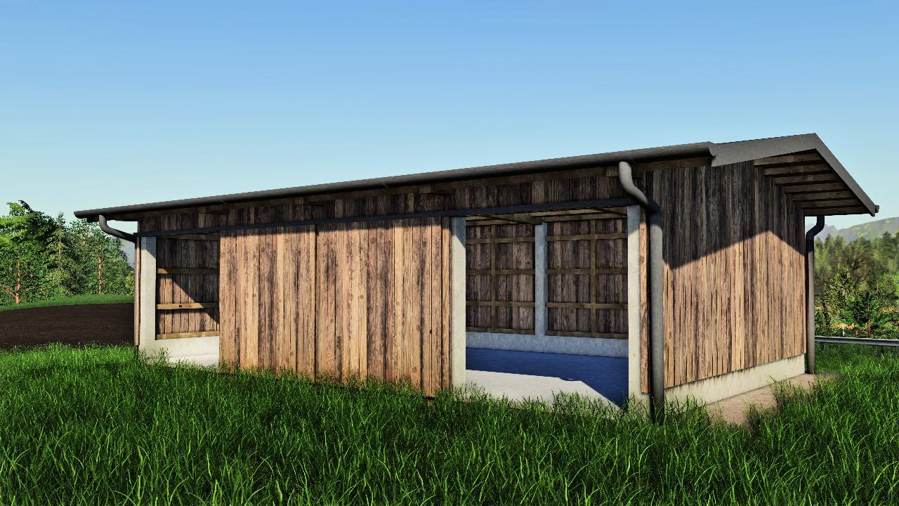 Wooden shed with doors