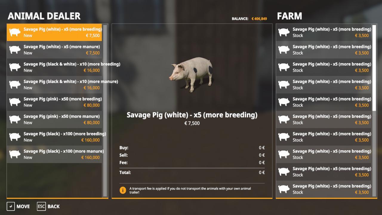 Animal Species - cochons sauvages Pack