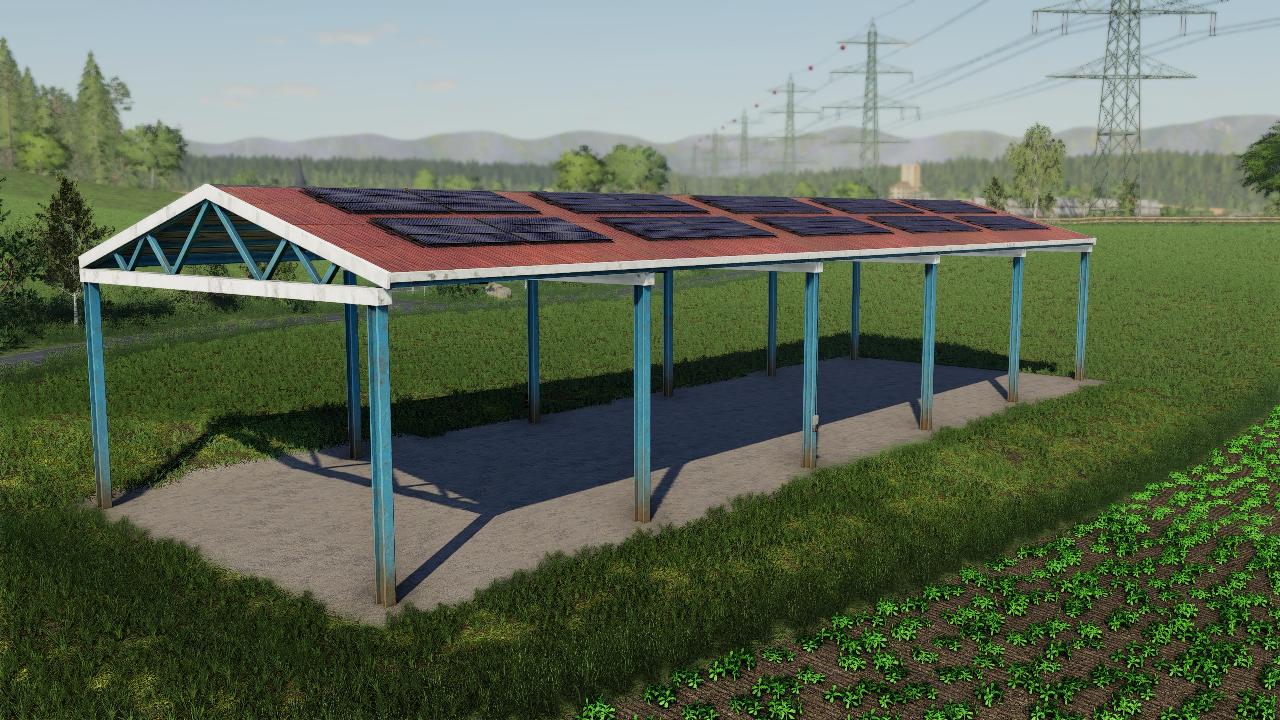 Hangar with solar panels