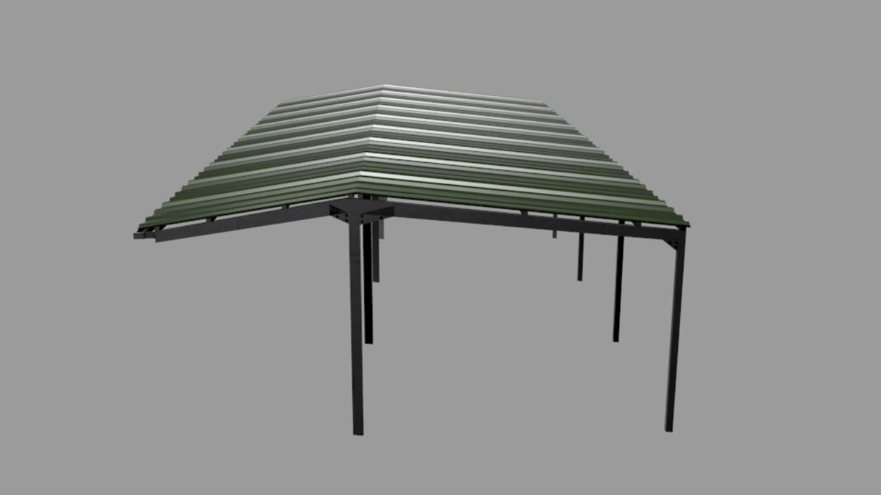 Modern green open shed
