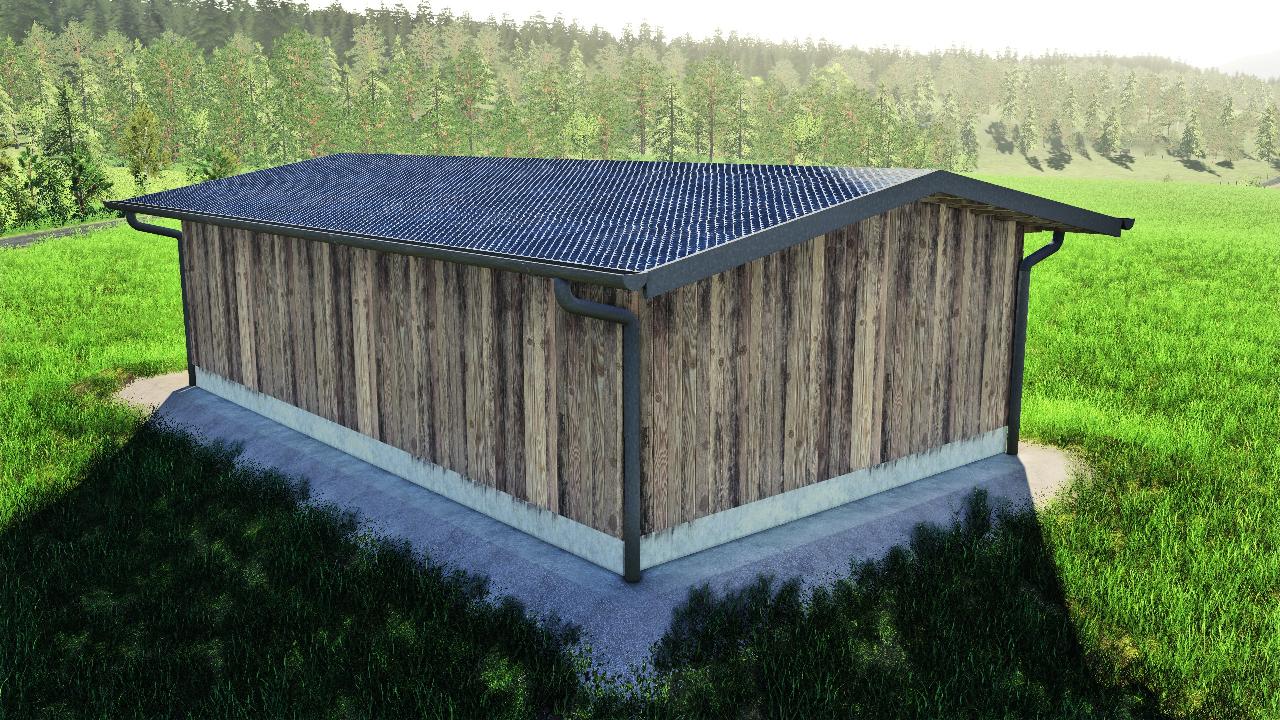Wooden shed with doors