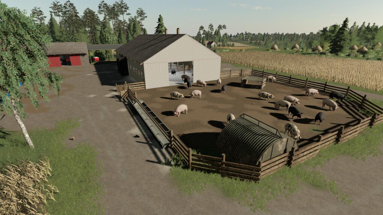 Une grange avec une porcherie