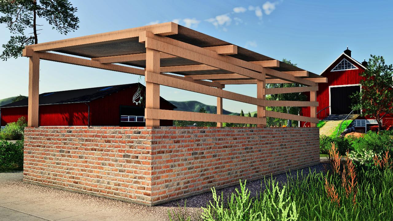 Brick and wood shelter