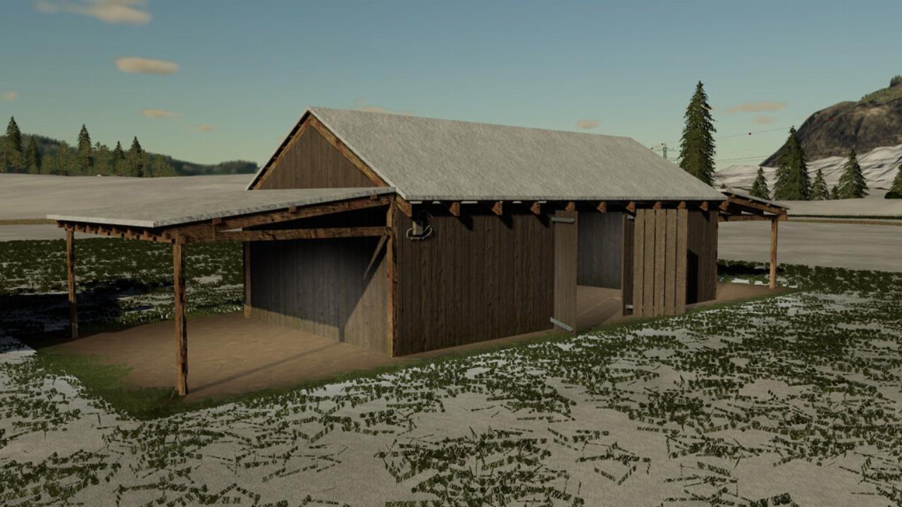Ancienne grange en bois avec hangar