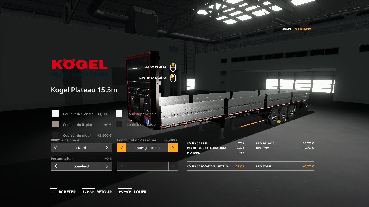 Kogel 51ft Platform Semitrailer (AutoLoad)