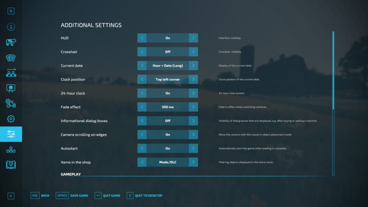 Additional Game Settings FS22 KingMods