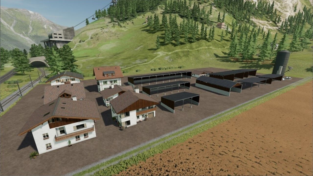 Paquete de edificios de granja alpina
