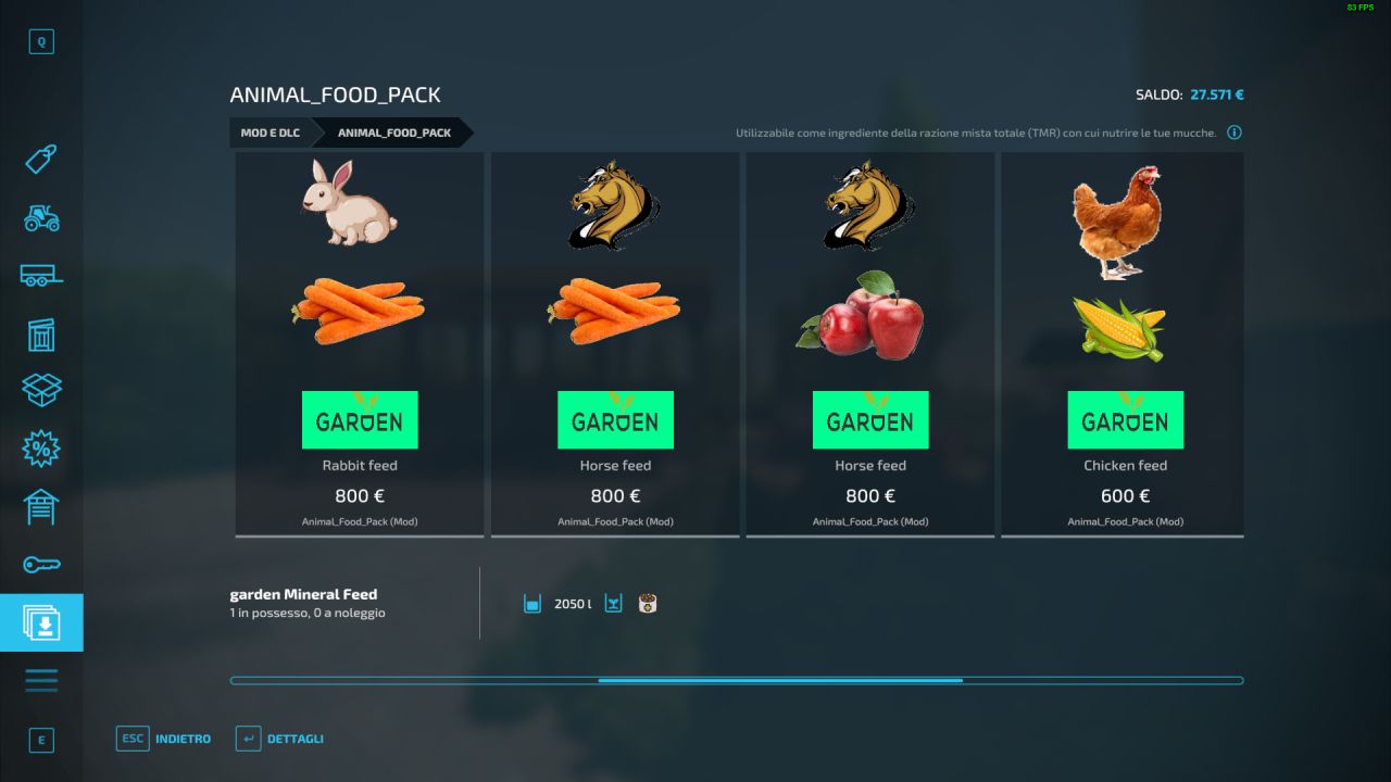 Paquete de alimentos para animales