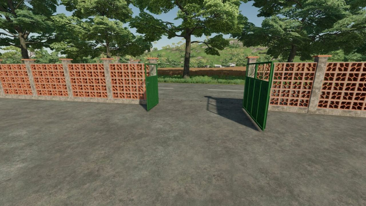 Brick Fence And Metal Gate