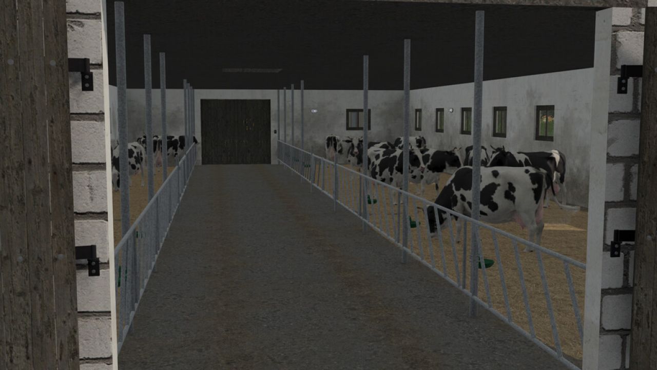 Étable à vaches avec hangar