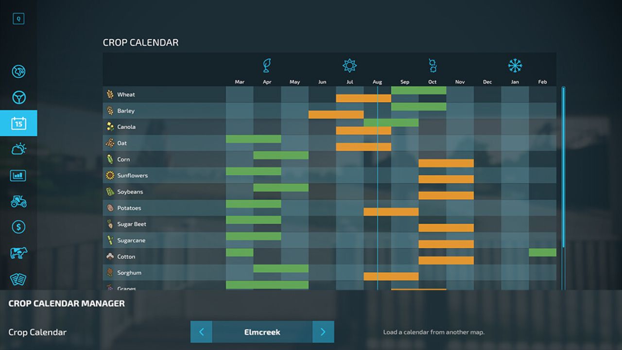 Gerenciador de calendário de colheita