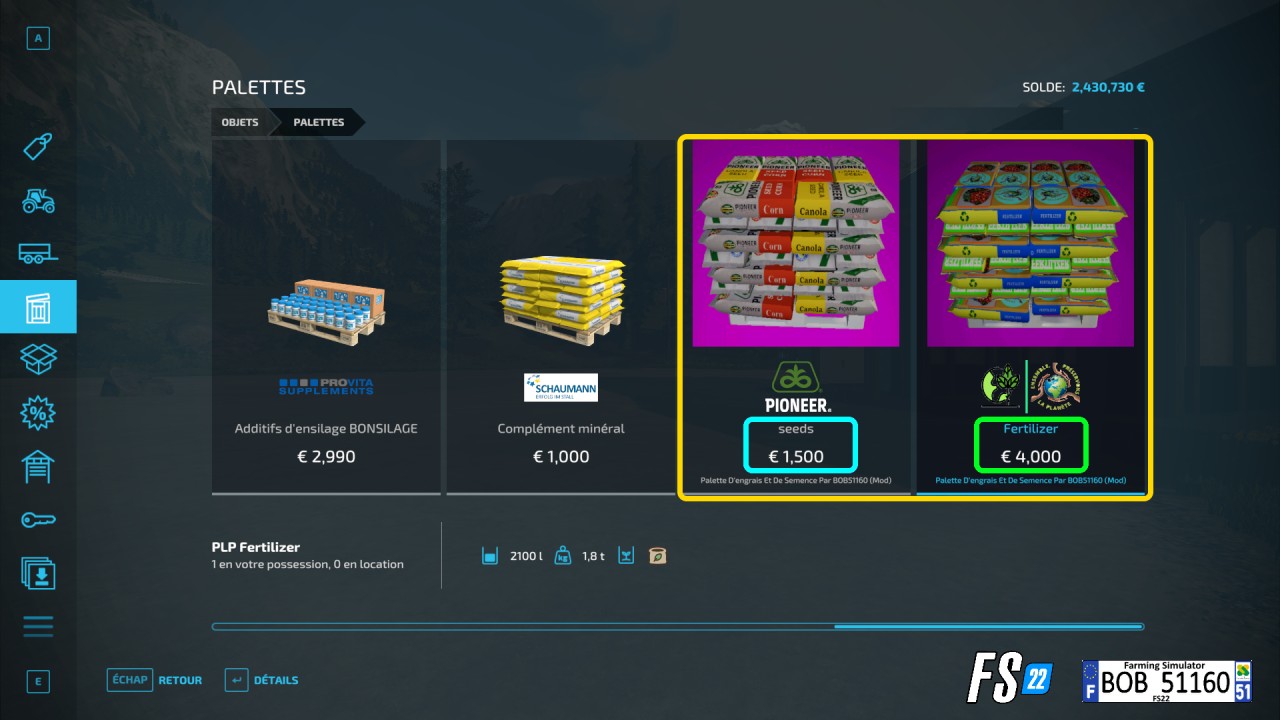 Fertilizer seeds pallets