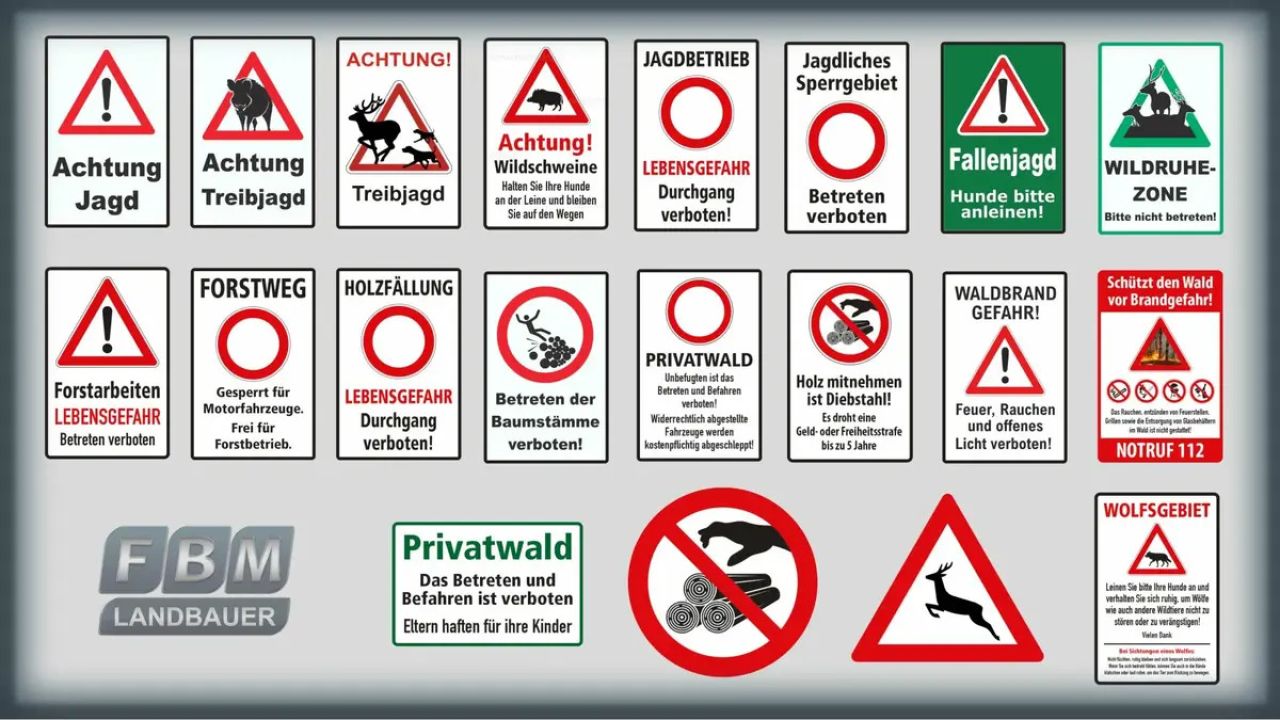 Wald- und Jagdverkehrszeichen