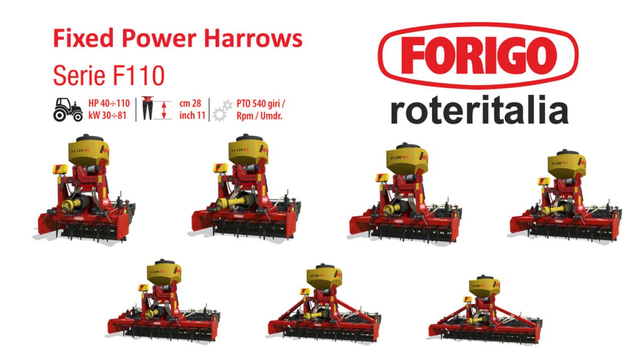 Forigo Roteritalia Herses Rotatives Pack Caractéristiques Supplémentaires