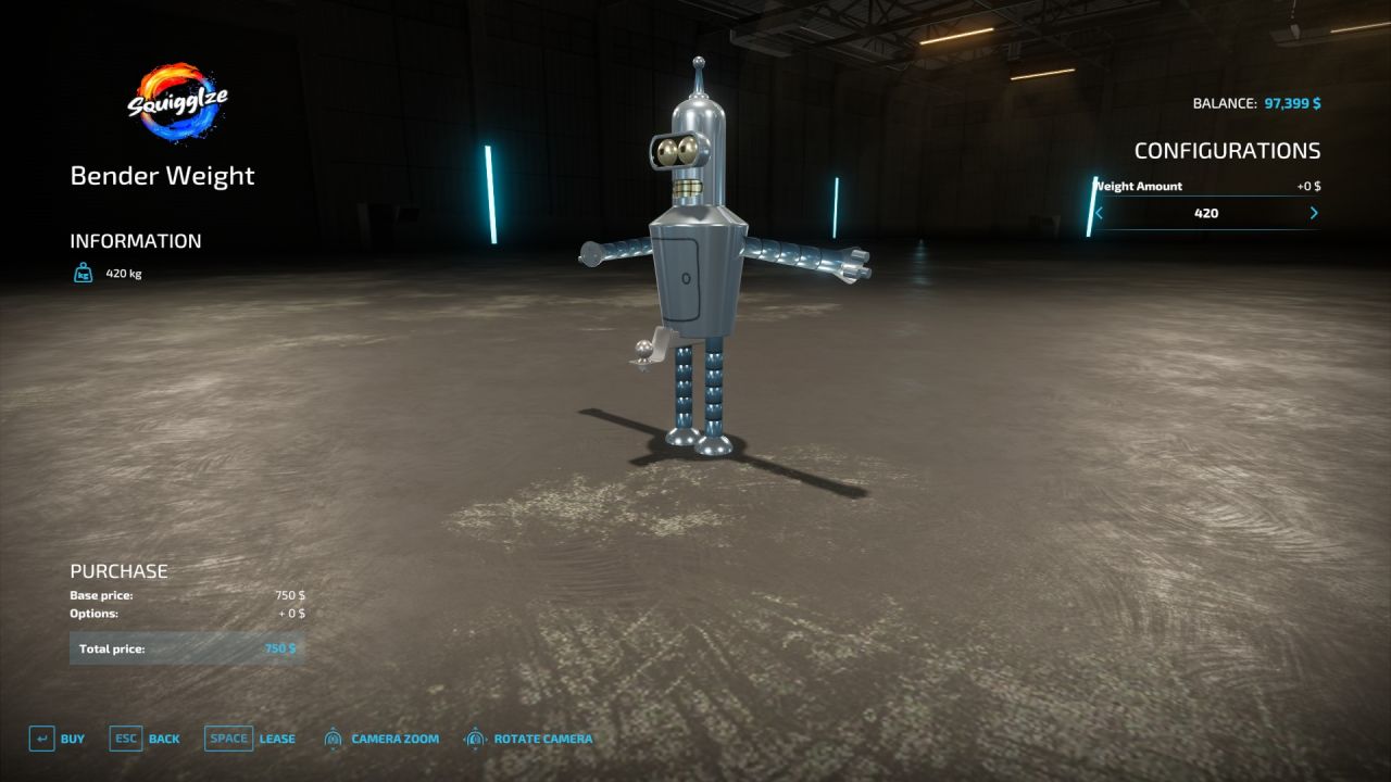Futurama Bender weight