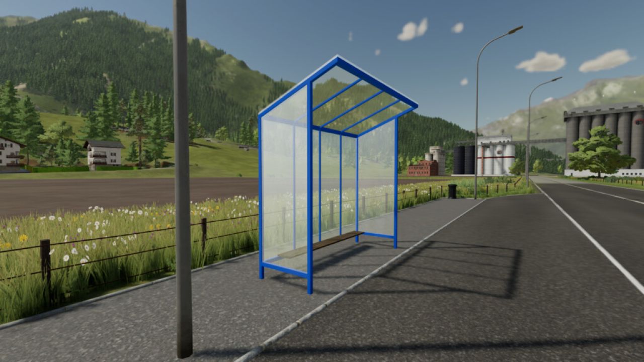 Стеклянная автобусная остановка (Prefab)