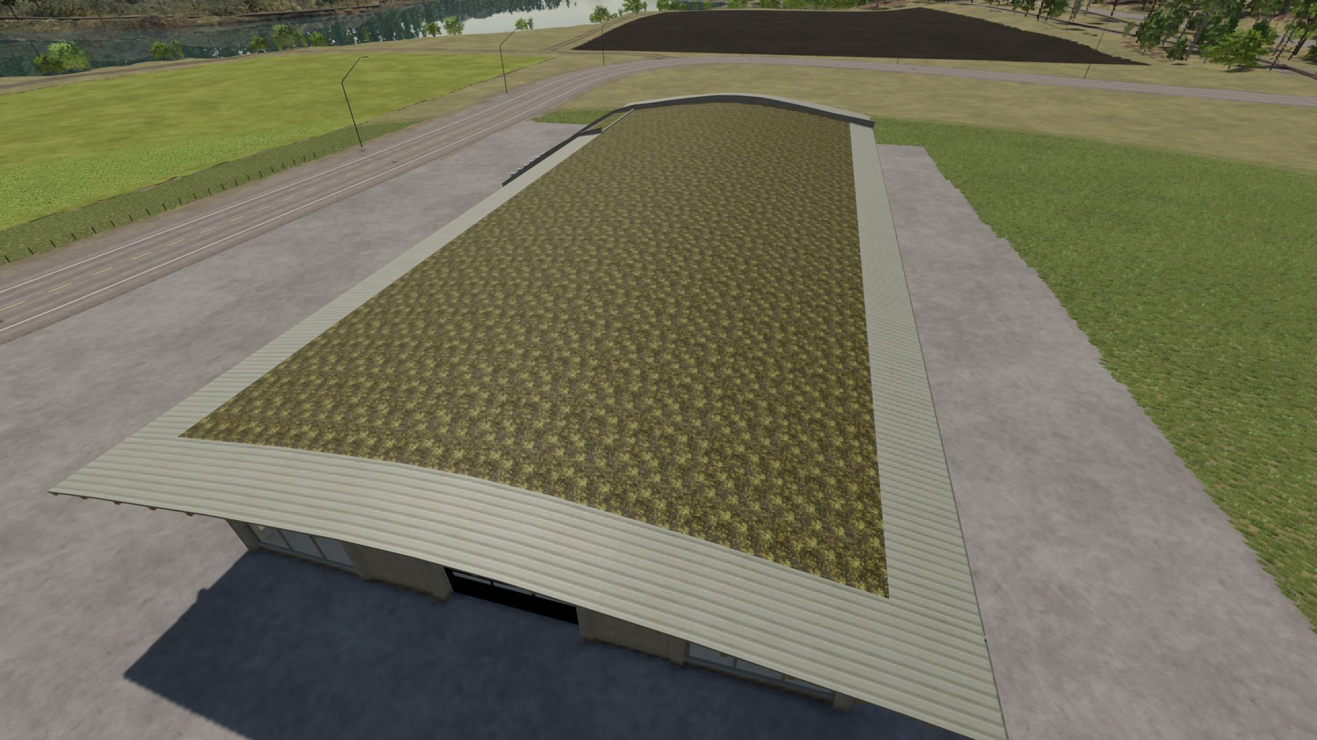 Hangar com um telhado de legumes
