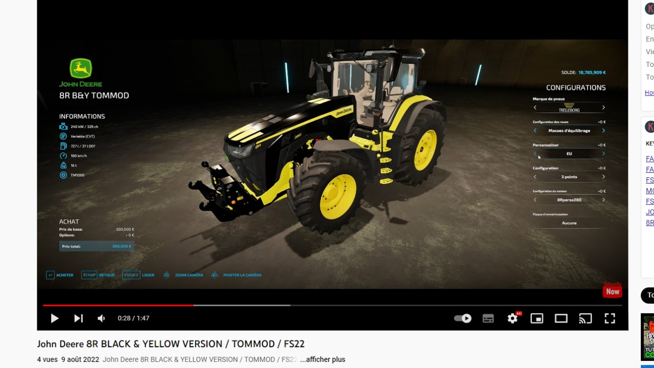 JOHN DEERE 8R B&Y TOMMOD