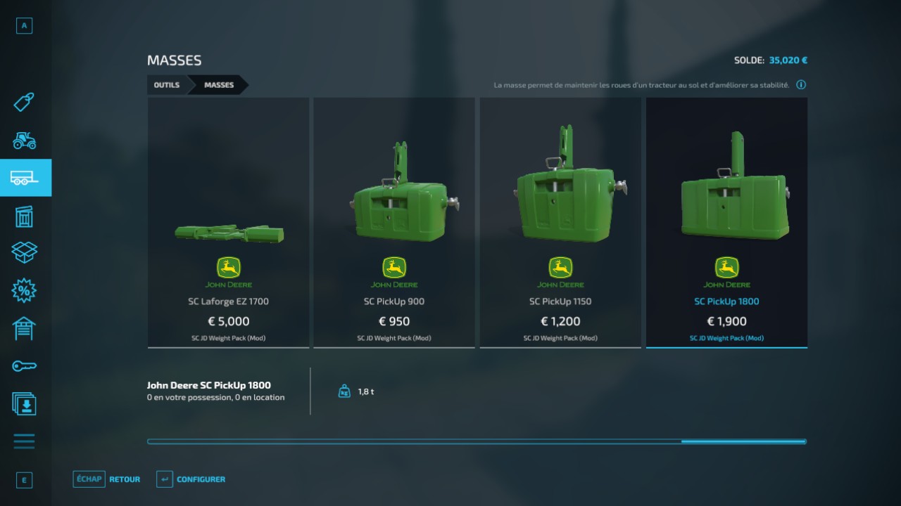 John Deere Gewichtspaket (Farbe)