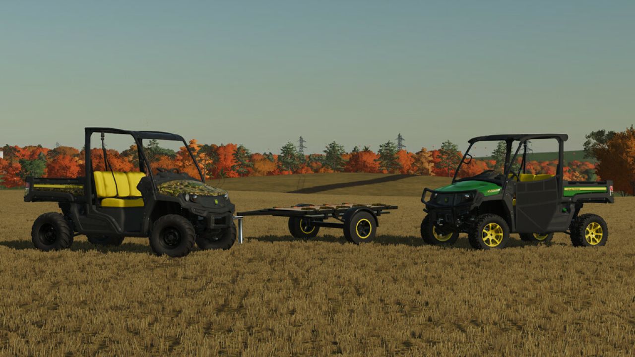 John Deere XUV865E y carro de carga