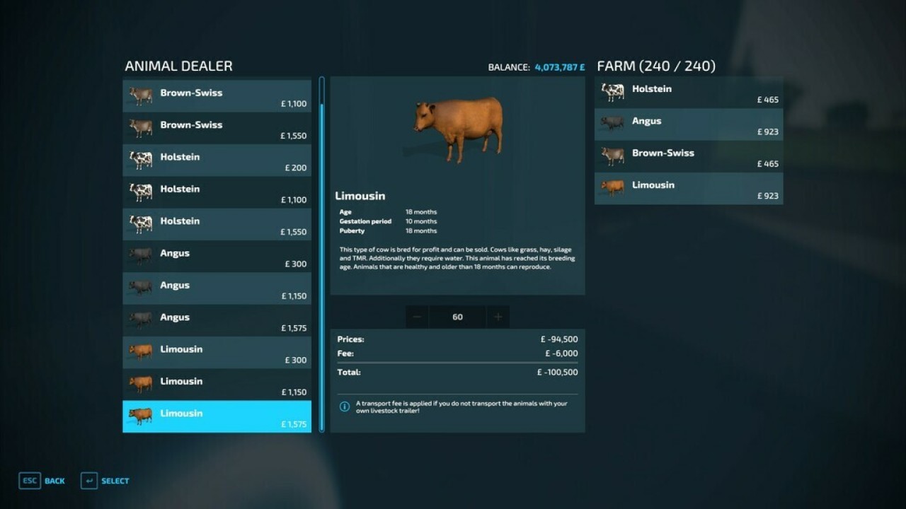 Large Cow Barn - 240 Animals