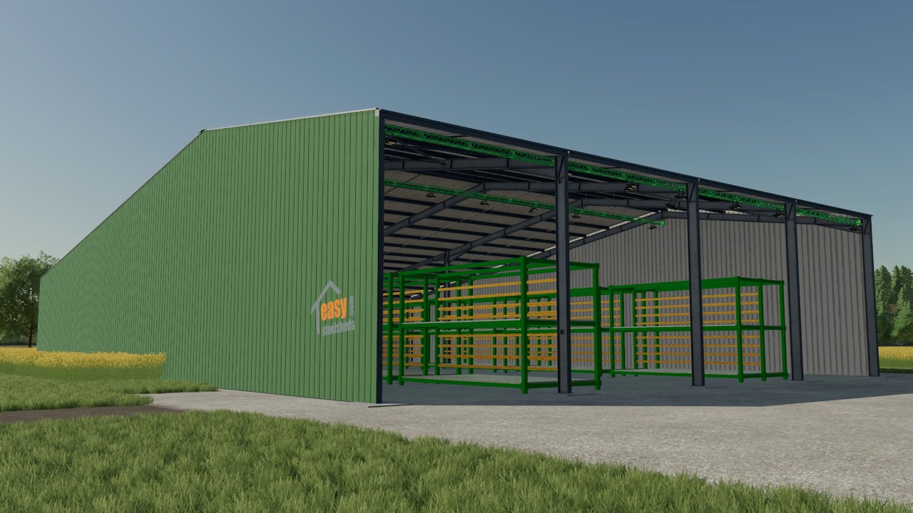 Large shed with lights and shelves