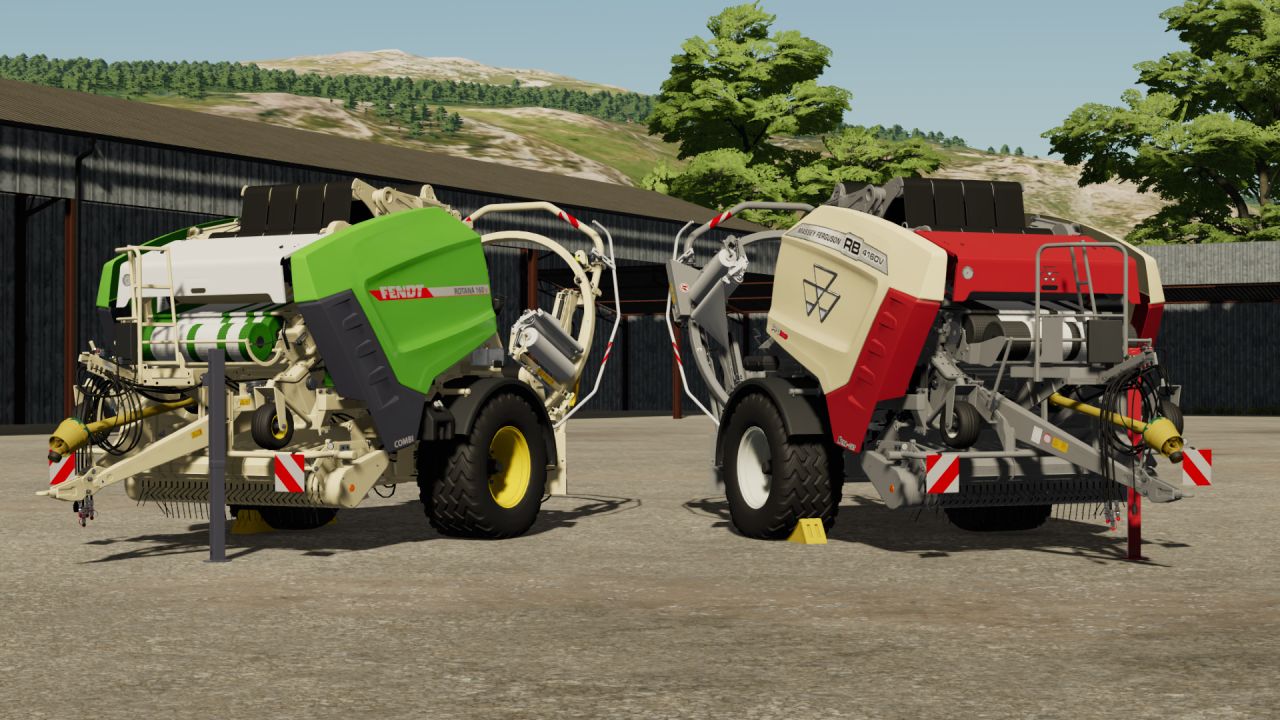 Красочные пресс-подборщики Massey Ferguson и Fendt