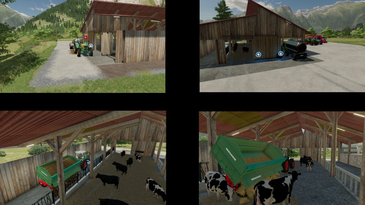 Moderno granero de ganado criado al aire libre