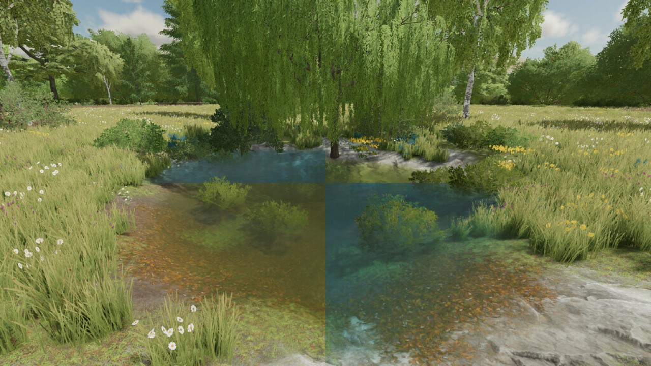 Naturalny pakiet rzek i stawów z wodą