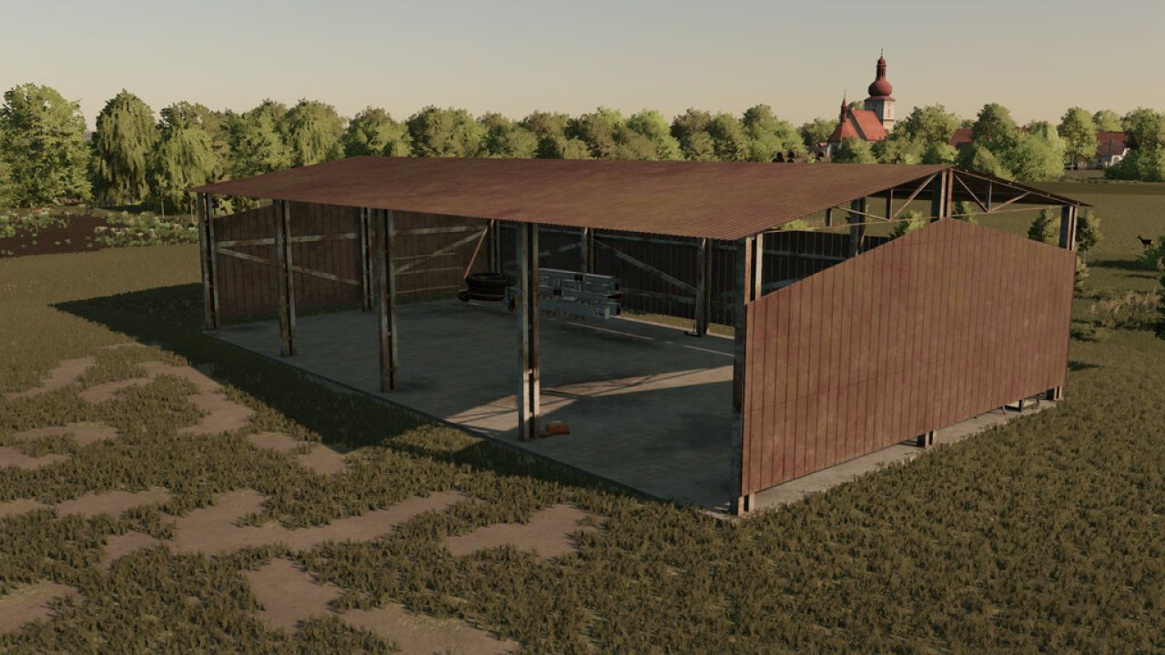 Vieux Hangar Rouillé 25x13m