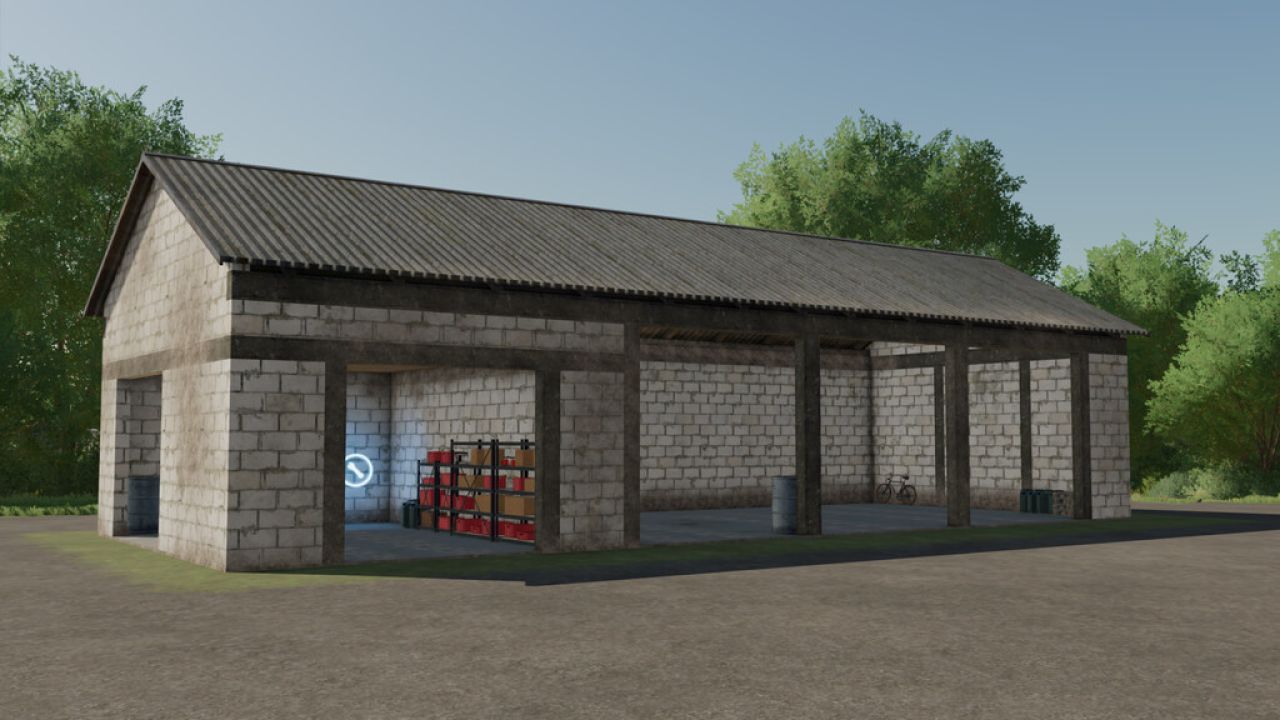 Open Garage With Workshop