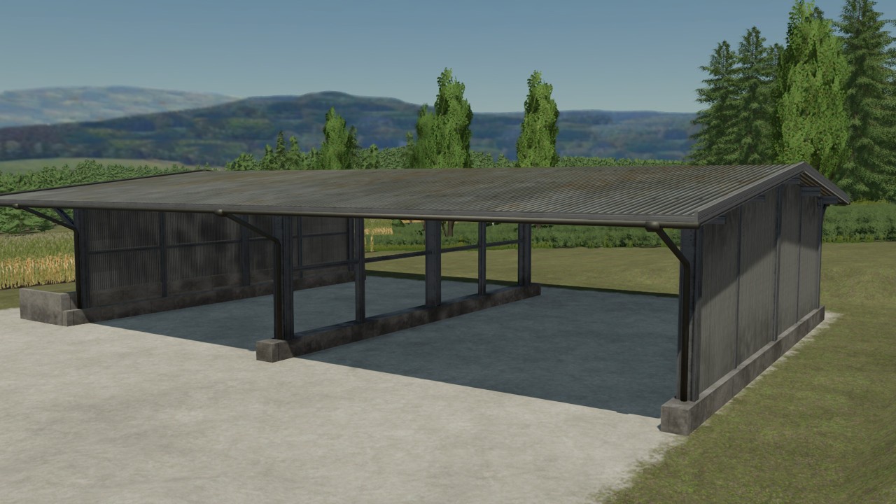 Open wooden shed