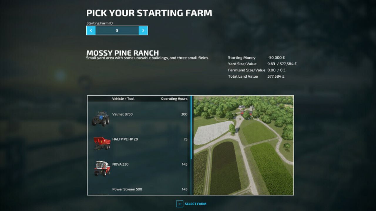 Wybierz farmę początkową