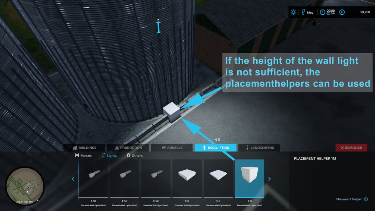 Placeable Wall Lights FS22 KingMods