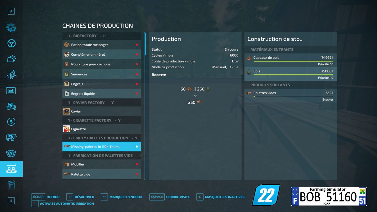 Production of empty pallets