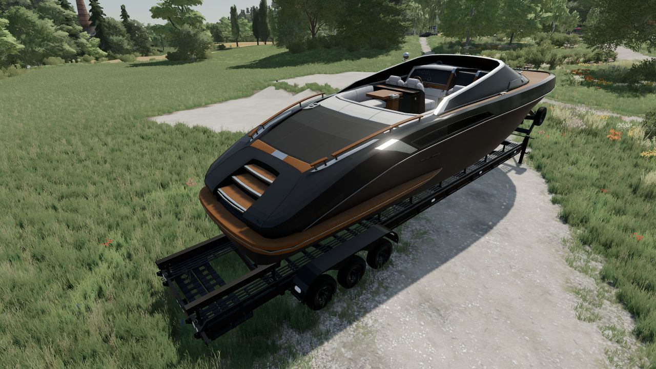 Riviera boat and its trailer
