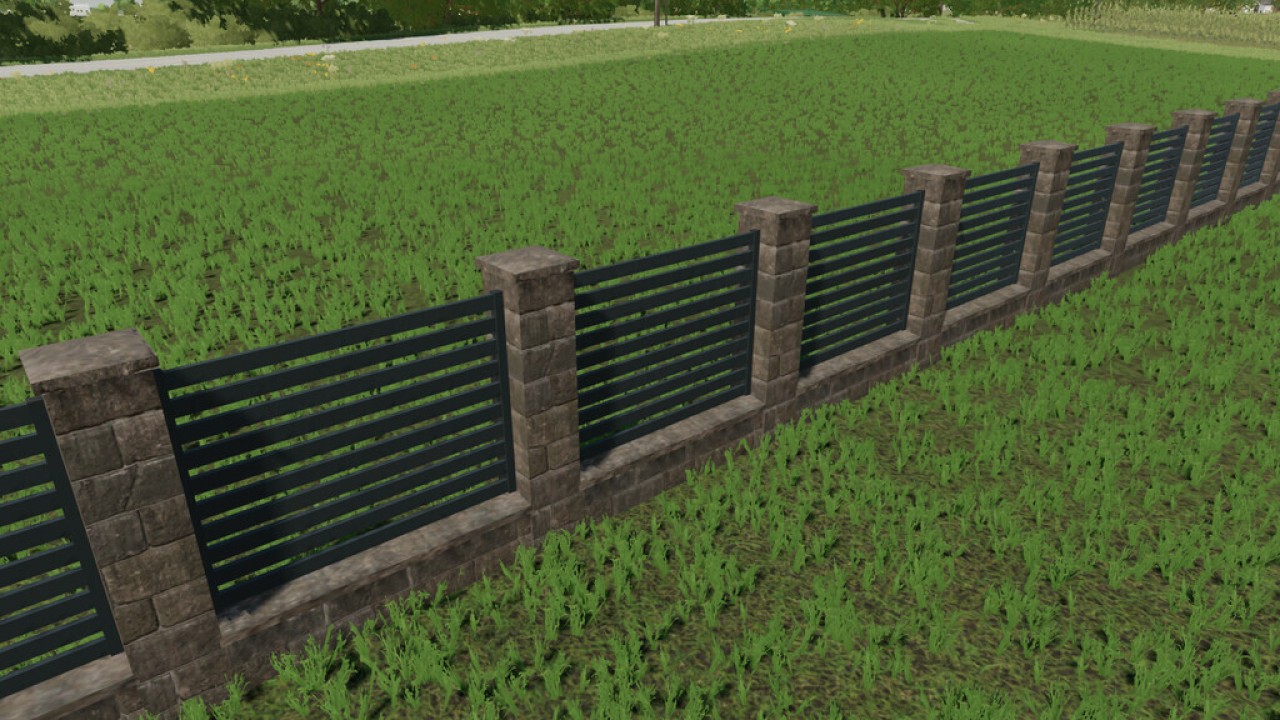 Rustic Brick And Metal Fence