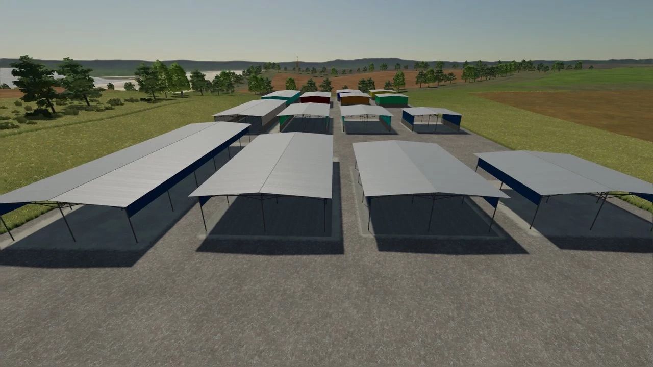 Set of metal sheds/warehouses