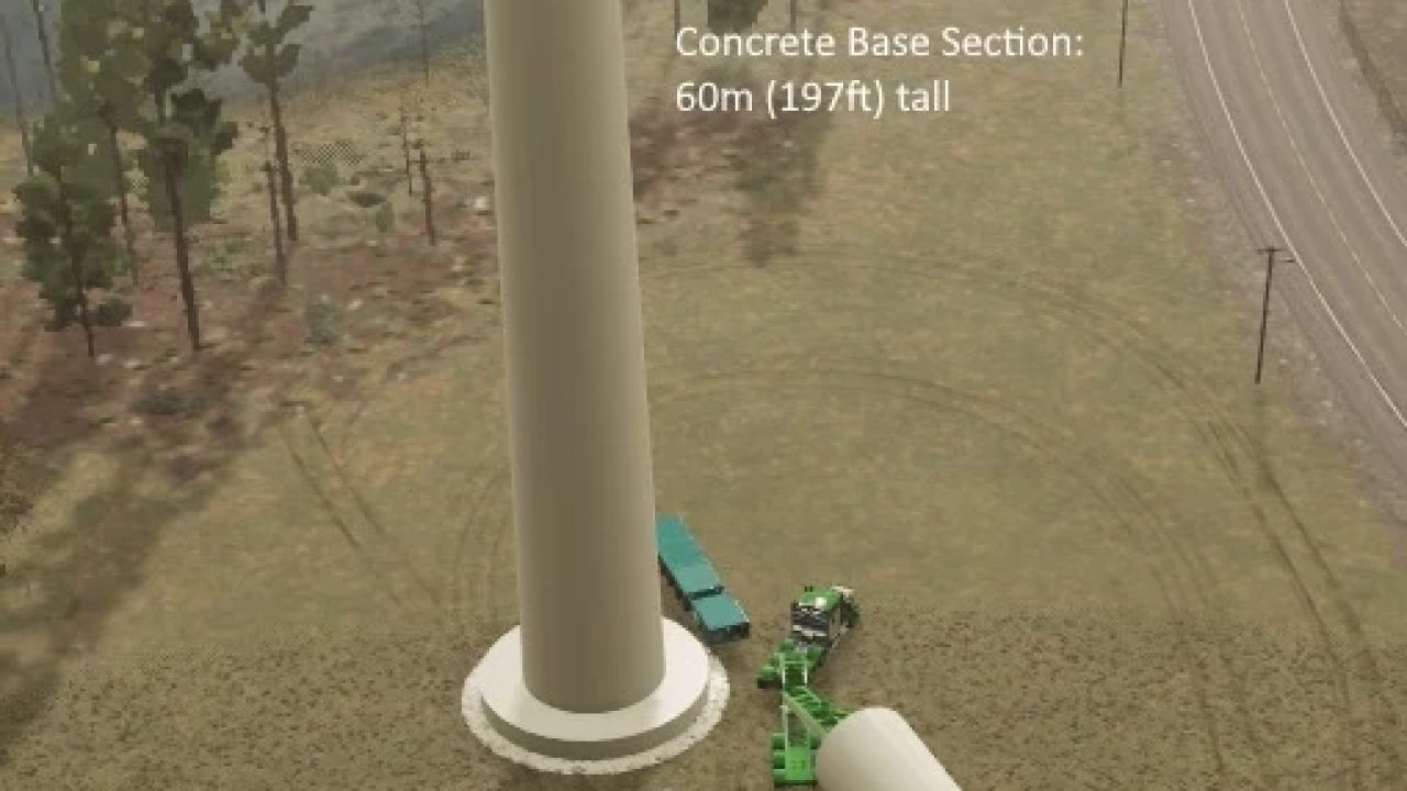 Secciones de torre y remolque de turbina eólica Trail King Double Schnable