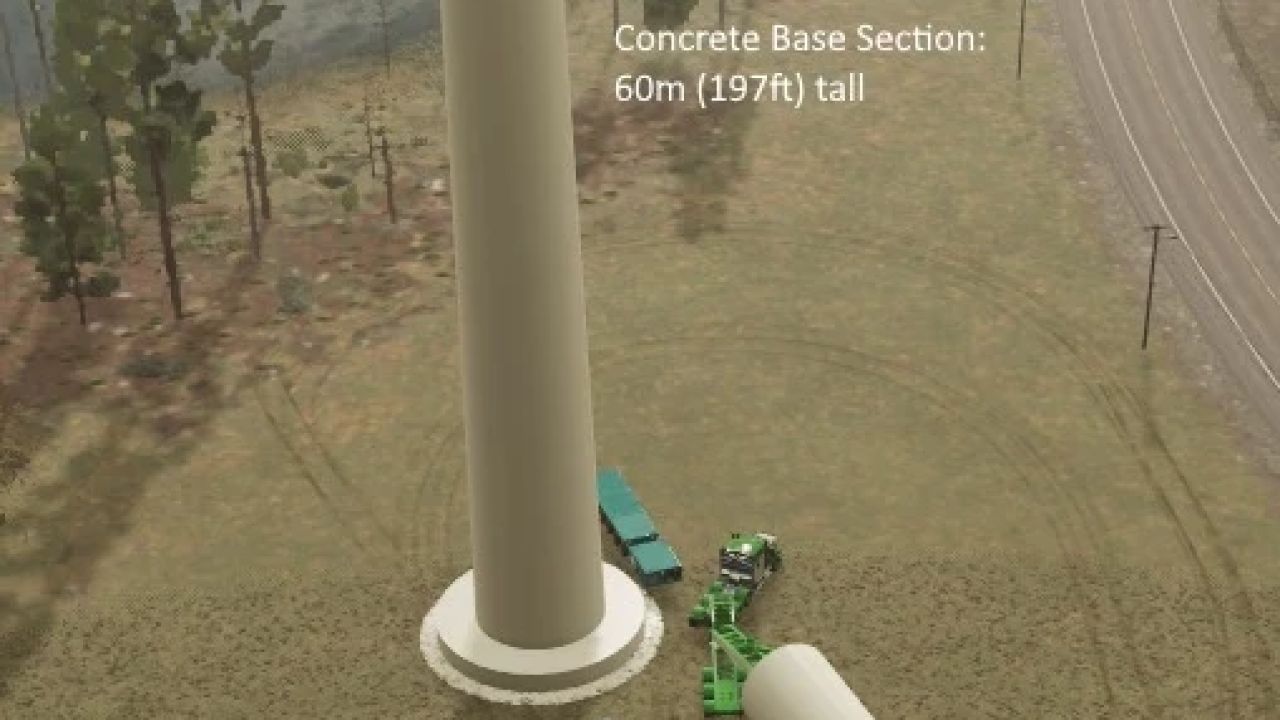 Trail King Double Schnable Wind Turbine Trailer and Tower Sections