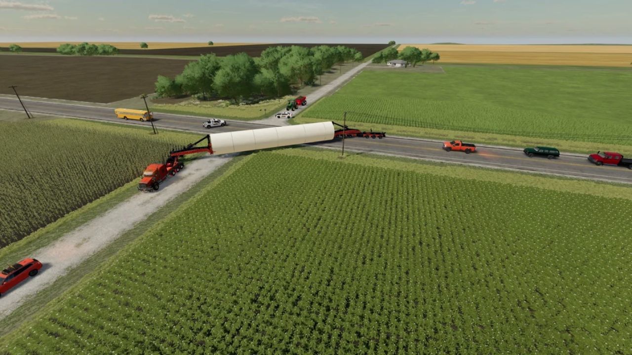 Trail King Double Schnable Wind Turbine Trailer and Tower Sections