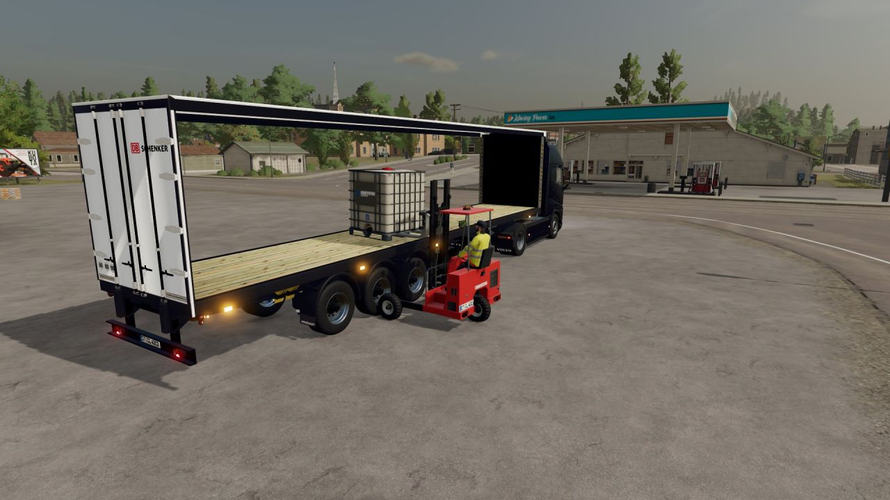 Trailer with forklift