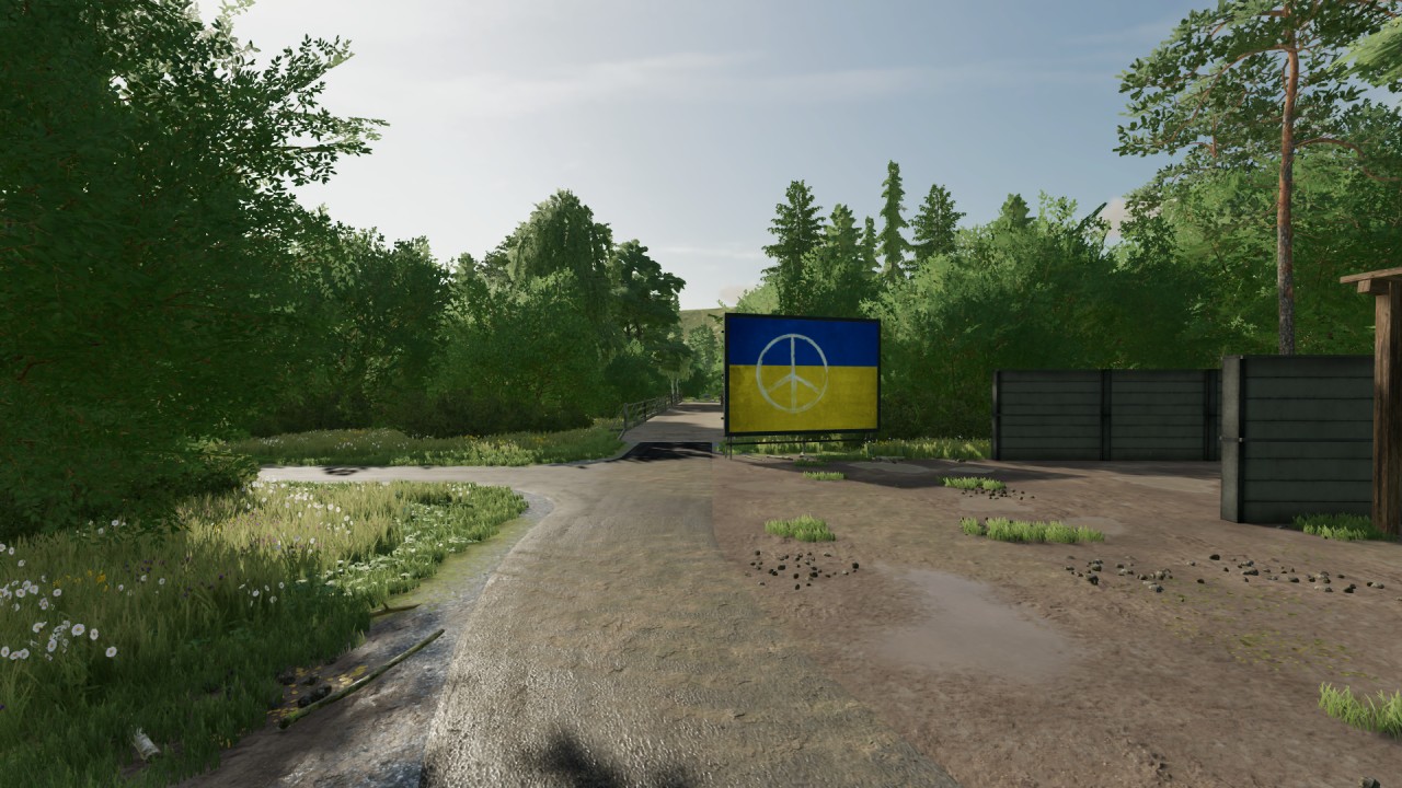 Plakatwand mit ukrainischer Flagge