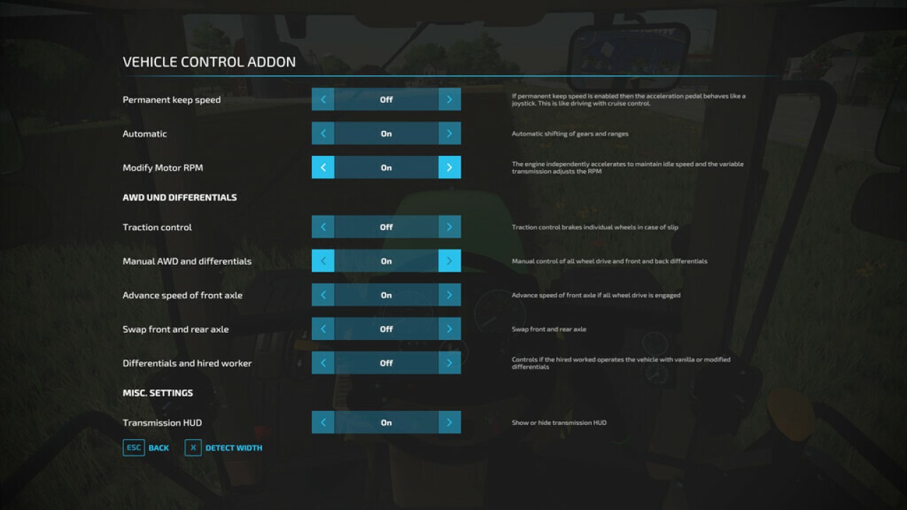 Vehicle Control Addon FS22 KingMods